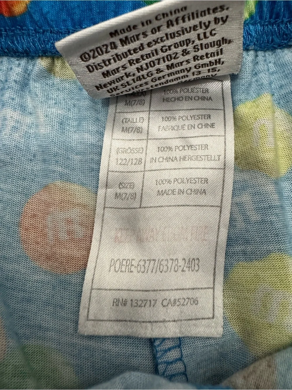 M&M'S Blue Kids' Short Sleeve Pajama Set with Multicolor Candy Print